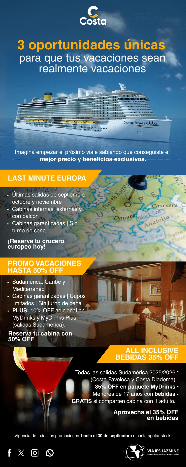 3 Oportunidades Únicas para tus Vacaciones con Costa Cruceros 3 Oportunidades Únicas para tus Vacaciones con Costa Cruceros