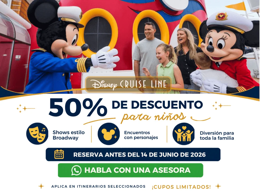 Crucero Disney 2026 con 50% de descuento para niños Crucero Disney 2026 con 50% de descuento para niños